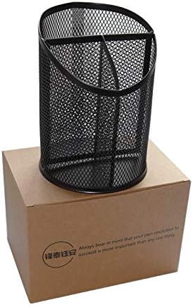 Fengtaiyuan T06, Black Metal Wire Mesh Pencil Holder, Desktop Organizer, Office Storage Box (Black-T06) by Fengtaiyuan