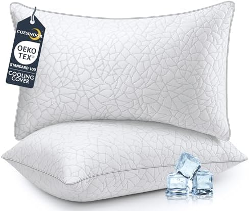 COZSINOOR Bed Pillows Queen Size - Breathable Premium Down Alternative Pillows Set of 2 for Side, Back, and Stomach Sleepers Cooling Hotel Quality Fluffy Soft Microfiber Fill Skin-Friendly by COZSINOORBEDDING