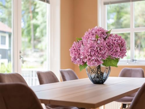 ZYTUYO 4Pcs 20" Real Touch Hydrangea Artificial Flowers Dark Pink Lifelike Fake Latex Hydrangeas for Baby Shower Party Wedding Flower Arrangement Indoor Home Office Xmas Table Decoration - Image 4