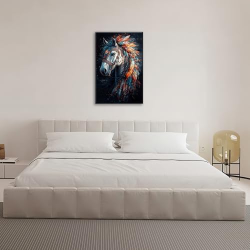Horse Pictures Wall Art, Horse Animal Bathroom Wall Decor, Aesthetics Modern Framed Painting Elegant Canvas Artwork for Bathroom Bedroom Living Room Decorations 24" L x 16" W - Image 4