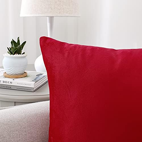 NiNi ALL Red Velvet Throw Pillow Covers 28x28 Pack of 2 Decorative Couch - Image 3