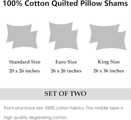 WINLIFE 100% Cotton Quilted Euro Sham Covers, 2 Pack Cotton 26'' x 26'' Pillow Covers, Soft and Breathable Euro Shams, Square Pillow Shams, Dark Purple - Image 7