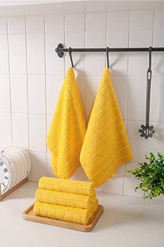 Microfiber Dish Towels - Soft, Super Absorbent and Lint Free Kitchen Towels - 8 Pack (Lattice Designed Yellow Colors) - 26 x 18 Inch (Yellow) - Image 6