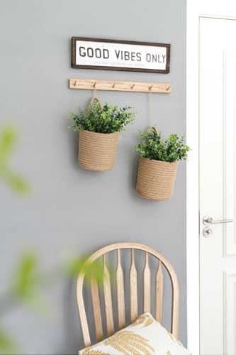 Dahey 2 Pack Woven Hanging Wall Basket 6.5"W×7"H with Artificial Eucalyptus - Image 6