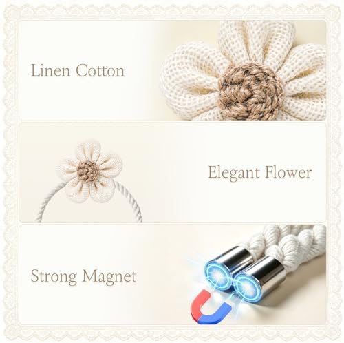 VIS'V Magnetic Curtain Tiebacks, Boho Curtain Holdbacks, Cream, 2 Pcs - Image 3