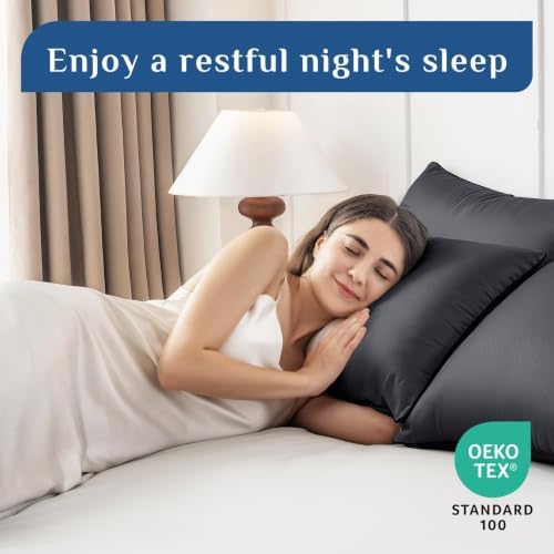 JOLLYVOGUE Black Pillows Standard Size Set of 4, Washable Supportive Firm Full Size Bed Pillows with Oeko-Tex Certified Down Alternative Fill, Luxury Hotel Quality for Side, Back and Stomach Sleepers - Image 6