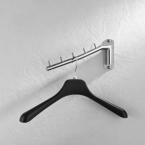 JQK Folding Clothes Hanger Rack, Stainless Steel Swing Arm Hook Holder, Clothing Hanging System Drying Closet Storage Organizer Brushed Finished Wall Mount, SHR100-BN - Image 3