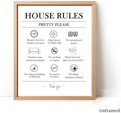 Kacenamo 10 Wall Art Print Welcome Kit Signs Unframed, Vacation Rental Airbnb Host Essentials, Welcome, House Rules, Do Not Flush, WiFi, Leave Shoes, Reuse Towels, Pets Policy, No Smoking (11"×14") - Image 6