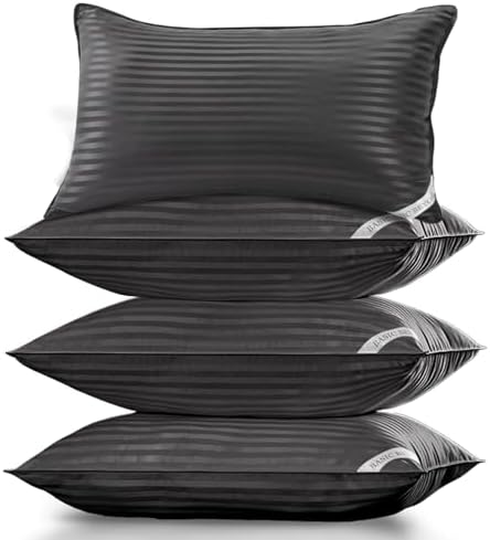 Basic Beyond Bed Pillows Queen Size Set of 4 - Down Alternative Pillows for Sleeping, Soft 20 x 28 Inches 4 Pack Queen Pillows for Back, Stomach or Side Sleepers, Black by BasicBeyond