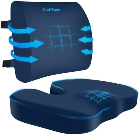 CushZone X-Large Seat Cushion and Lumbar Support Pillow for Office, Blue by CushZone