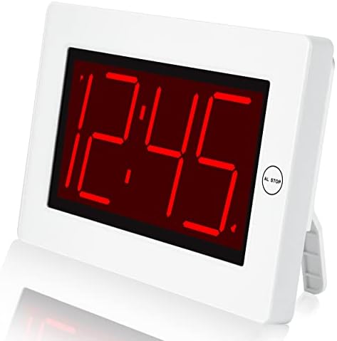 KWANWA Large Digital Alarm Clock, 3" LED Display Battery Operated, Dimmable Auto Night Mode, Easy to Read for Seniors Visually Impaired, Cordless Wall Clock or Table Clock for Bedroom Kitchen Office by KWANWA