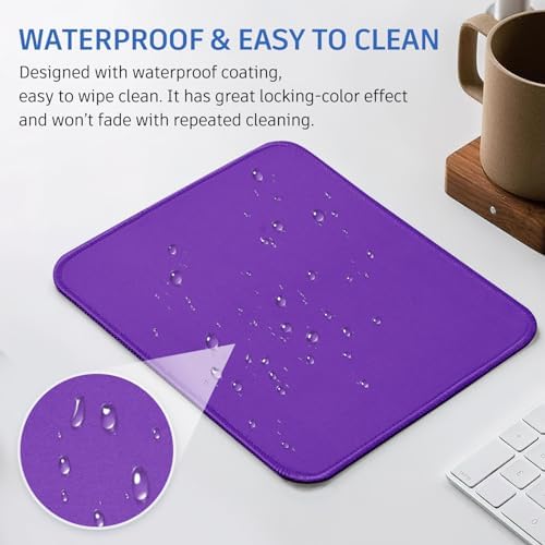 Purple Mouse Pad, Nice and Cute Mouse Pad, Splash-Proof Textured 10.2 x 8.2Inch, Stitched Edge Non-Slip Waterproof Rubber Mouse Pad - Image 6