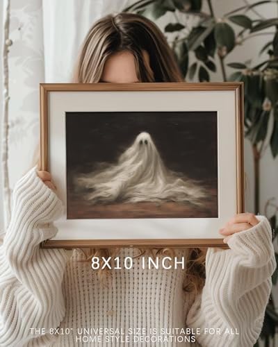 Vodefoad Vintage Cute Ghosts Decor Halloween Painting Spooky Silhouette Ghost Haunted House Art Victorian Ghost Posters Pictures for Living Room, Bedroom, Bathroom, halloween Room decor - 8x10 Inch Unframed - Image 4