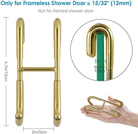 Simtive Shower Door Hooks (2-Pack), Towel Hooks for Bathroom Frameless Glass Door, Gold - Image 3