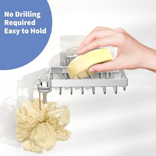 Moforoco Stainless Steel Soap Bar Holder for Shower, No Drilling Bathroom Accessories, Wall Mounted Soap Holder with Hooks, Shower Rack Tray Bar for Suitable for Bathroom, Kitchen Sink - Image 6