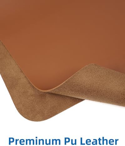 Leather Desk Pad Blotter,Mouse Pad,Office Desk Mat, Non-Slip PU Leather Desk mat,Large Desk mat,Waterproof Keyboard mat for Office/Home/Decor (Brown,35" x 17") - Image 2