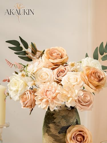 Brown Nude Artificial Flowers Combo Box Silk Roses for DIY Bouquets - Image 4