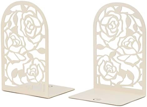 CNK Book Ends, Premium BookEnds for Bookend Shelves, Book Stopper Metal Book Ends for Home Office Heavy Books, Book Shelf Holder, Home Decorative, Book Stoppers, Book Holder (Rose White) by CNK