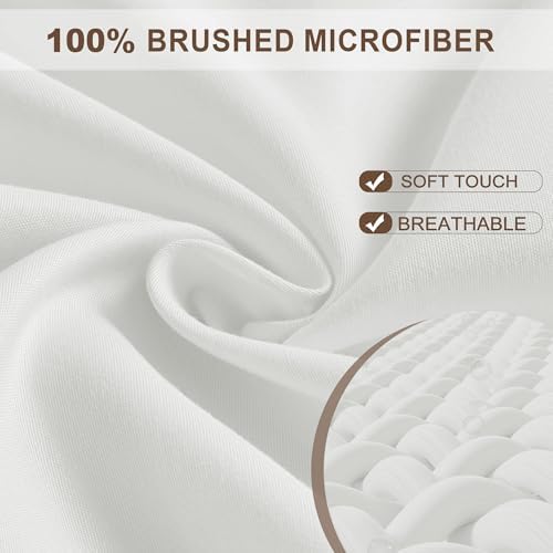 FreshCulture Twin XL Fitted Sheet Only - Hotel Quality Ultra Soft & Breathable Brushed Microfiber Fitted Sheet with 21 Inch Deep Pockets - Fits Twin XL Size Bed (Off White) - Image 2