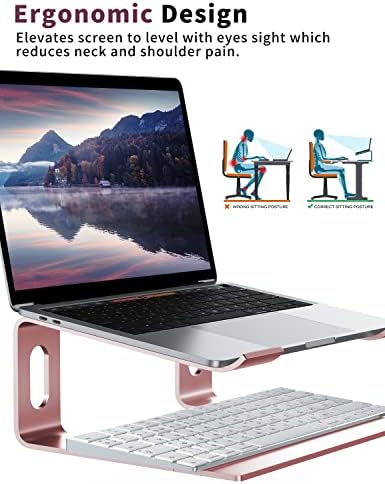 ALASHI Ergonomic Laptop Stand, Aluminum Desk Riser, 10-15.6", Pink - Image 3