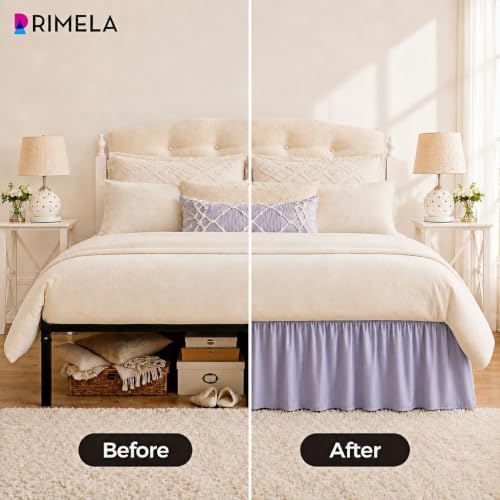 Lavender Purple Bed Skirt Queen 18" Drop, Elastic Wrap Around Bedskirt - Image 2