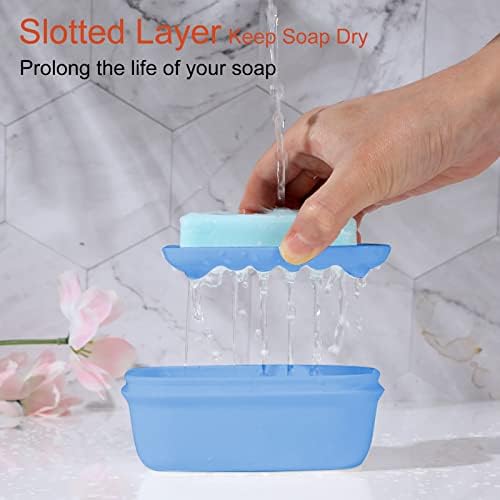 Quatish Soap Holder, Travel Soap Container with Lid, Portable Bar Soap Case, Leakproof Soap Box with Perforations, Soap Dishes for Traveling, Camping, Gym, 3 Pack(Black,White,Navy) - Image 2