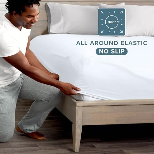 Bare Home Twin XL Fitted Sheet - 1800 Ultra-Soft (Twin XL, White) - Image 3