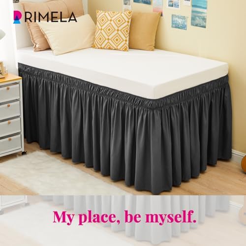 Dorm Bed Skirt Twin XL 32" Drop, College Dorm Room Essentials, Dark Grey - Image 3