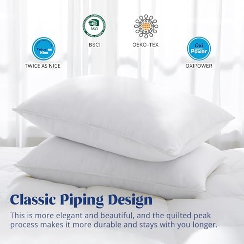 puredown® Goose Feather Down Pillows Standard Size Set of 2, Fluffy Luxury Hotel Collection Bed Pillow for Back, Stomach or Side Sleeper - Image 4