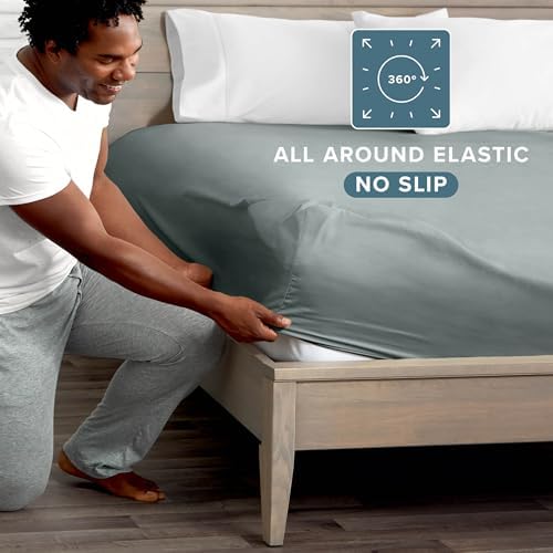 Bare Home King Fitted Sheet - 1800 Ultra-Soft (King, Sea Spray) - Image 3
