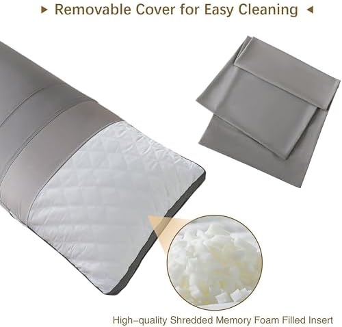 WhatsBedding Memory Foam Body Pillow with Cover, Long Bed Pillow for Adults - Image 3