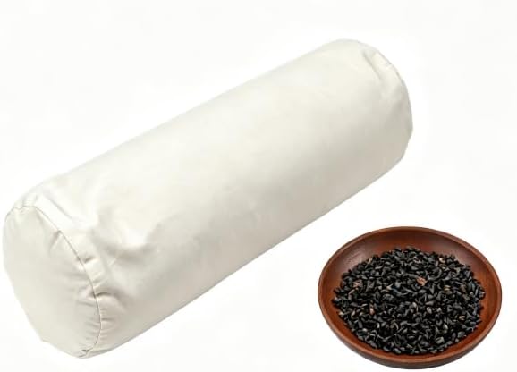 Small Neck Roll Buckwheat Pillow with Breathable Zipper Cotton Case by EastVital