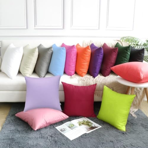 Thmyo 4-Pack 100% Cotton Comfortable Solid Decorative Throw Pillow Case, Square Cushion Cover Pillowcase Sublimation Blank Pillow Covers DIY Throw Pillowcase for Sofa(18x18inch/45x45cm,Light Green) - Image 4