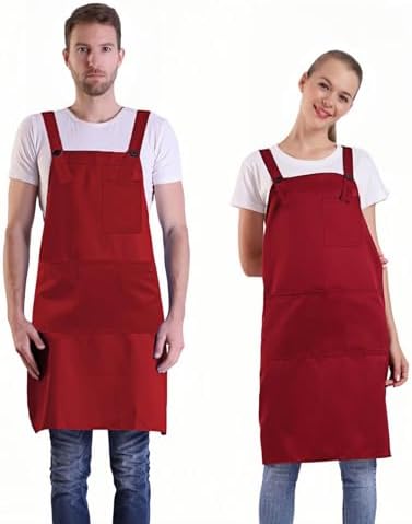 BIGHAS H Back Style Apron with Pocket for Women, Men Adjustable Large Size Comfortable, Kitchen, Home, Cooking 12 Colors by BIGHAS