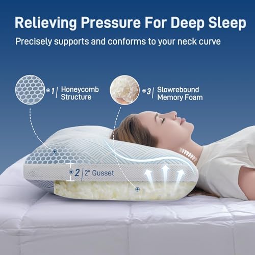 Lyralith Shredded Memory Foam Cooling Soft Bamboo Viscose Pillows King Set of 2, Adjustable Hypoallergenic Hotel Quality Bed Pillows for Side, Stomach or Back Sleeper, Oeko-TEX Certified - Image 3