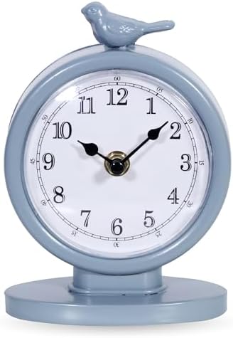Classic Vintage Analog Mantel Desk Clock, Bright Blue by WINKYHOME