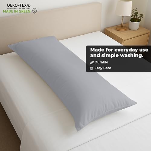 ROYALE LINENS Microfiber Body Pillow Cover with Zipper, 20x54 Inches-Silver - Image 6