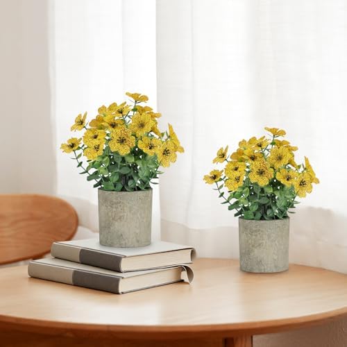 2 Pack Small Fake Plants Potted Artificial Plants Artificial Flowers Potted - Image 3
