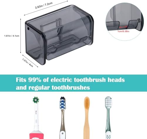 Toothbrush Holders Wall Mounted with Cover (1, Transparent Black) - Image 5