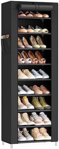 SONGMICS 10-Tier Shoe Rack with Cover, Shoe Storage Cabinet for 20 Pairs by SONGMICSbySONGMICSHOME