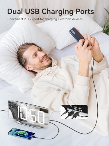 Digital Clock for Living Room, Slim LED Mirror Digital Alarm Clock - Image 5