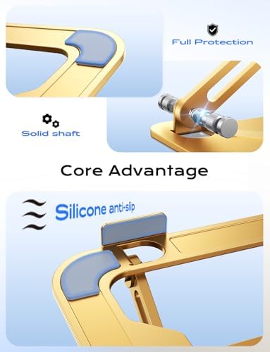 JCZT Adjustable Laptop Stand for Desk, Metal Foldable Laptop Riser, Gold - Image 7
