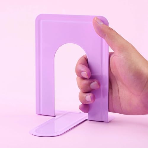 Mr. Pen- Book Ends, 4 Pack, Purple, Heavy Duty Metal Bookends for Shelves - Image 7