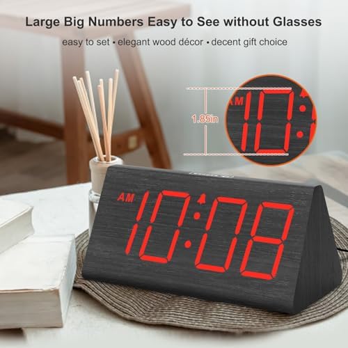 DreamSky Wooden Digital Alarm Clock for Bedrooms with Large Numbers - Image 2