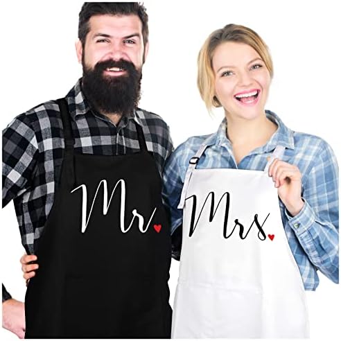 Prazoli His and Her Aprons - Mr and Mrs Couples Engagement, Cute Bridal Shower Gift Anniversary Wedding Registry Items & Decoration, Housewarming Gifts for New Home Newlywed by PrazoliProducts%E2%84%A2