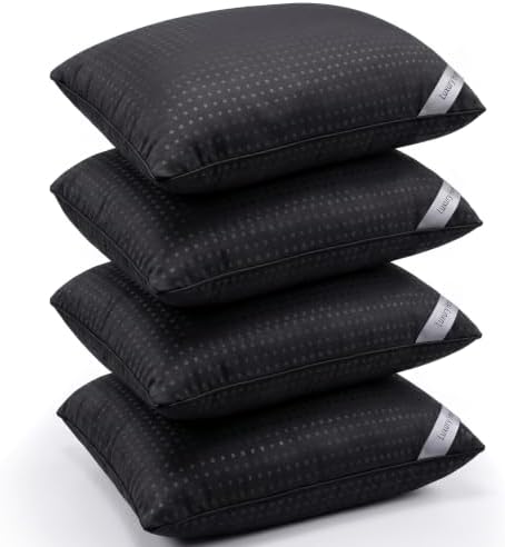 King Size Bed Pillows for Sleeping Set of 4,4 Pack Great Support Luxury Hotel Pillows for Side,Stomach and Back Sleepers(Black,4-Pack) by Higoom