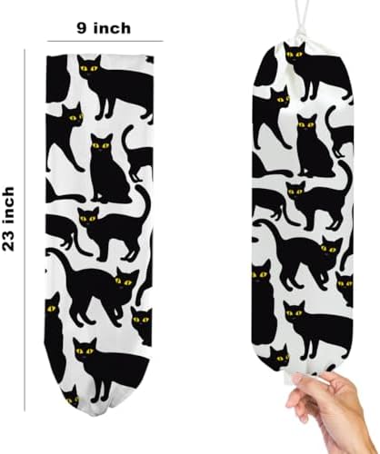 2Pcs Cat Plastic Bag Holder, Black and White Wall Mount Grocery Bag Holder - Image 2