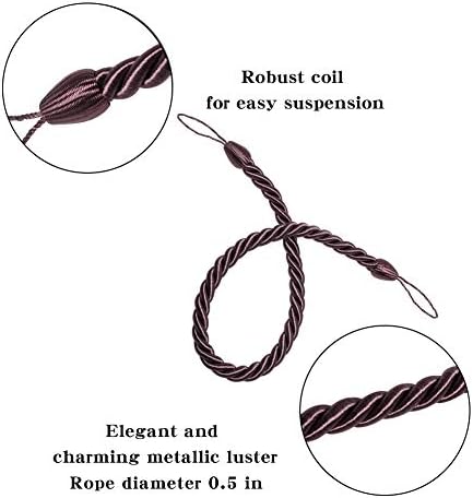 BEL AVENIR Curtain Tiebacks Ropes Tie-Backs,Handmade Holdbacks(Purple,4P) - Image 2