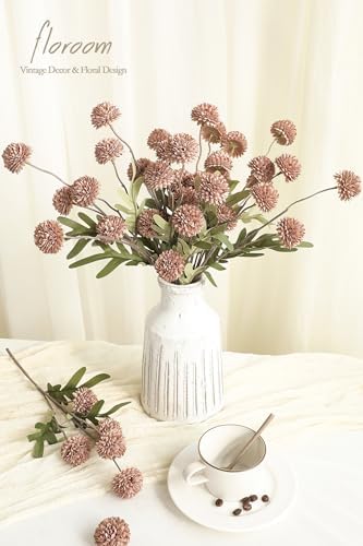 Floroom 6pcs Light Taupe Faux Silk Mums Artificial Flowers, Bulk Fake Small Mini Chrysanthemums with Stems for DIY Wedding Centerpieces Floral Arrangements Vase Fillers Home Decorations - Image 2