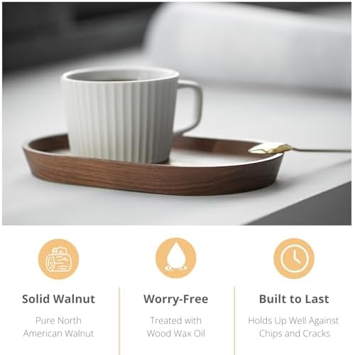 Vandroop Walnut Wooden Mini Serving Tray, Tea&Coffee Table Tray 7.9”×4.7” - Image 4